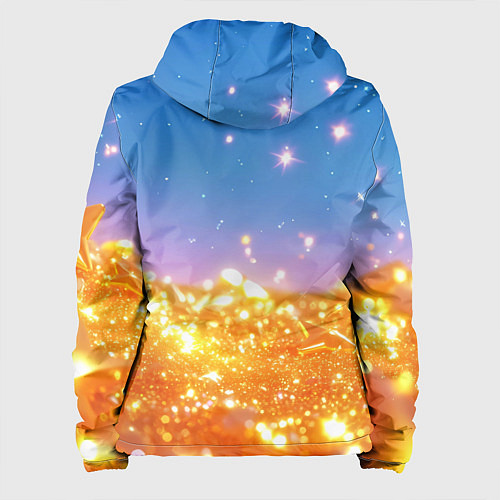 Женская куртка Золотые шарики на голубом фоне / 3D-Черный – фото 2