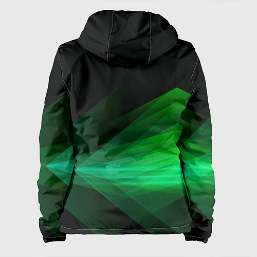 Женская куртка Неоновая зеленая абстракция на черном фоне / 3D-Черный – фото 2