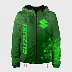 Куртка с капюшоном женская Suzuki - green gradient вертикально, цвет: 3D-черный