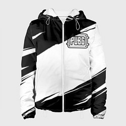 Куртка с капюшоном женская PUBG черно белые краски, цвет: 3D-белый