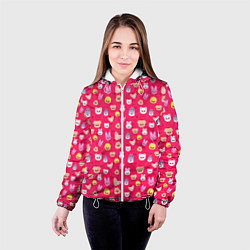Куртка с капюшоном женская Skzoo pattern pink, цвет: 3D-белый — фото 2