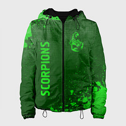 Куртка с капюшоном женская Scorpions - green gradient вертикально, цвет: 3D-черный