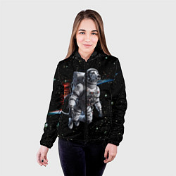 Куртка с капюшоном женская The dalmatian brave cosmonaut - ai art, цвет: 3D-черный — фото 2