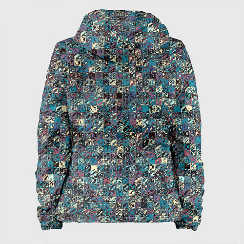 Женская куртка Бордово-голубой квадратный паттерн / 3D-Черный – фото 2