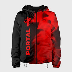 Куртка с капюшоном женская Portal - red gradient по-вертикали, цвет: 3D-черный