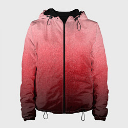 Куртка с капюшоном женская Мягкий градиент красно-розовый текстура крошка, цвет: 3D-черный