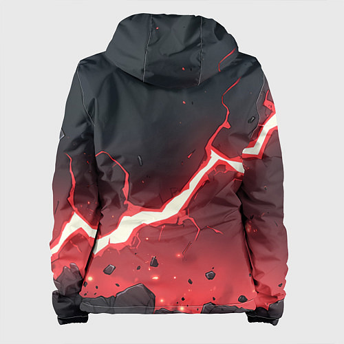 Женская куртка Красная молния на черной текстуре / 3D-Черный – фото 2