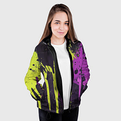 Куртка с капюшоном женская Желтая и фиолетовая краска на черном, цвет: 3D-черный — фото 2