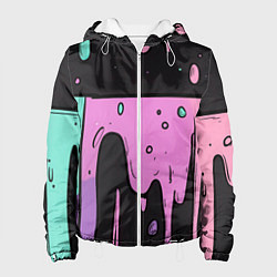 Куртка с капюшоном женская Стекающая краска текстура, цвет: 3D-белый