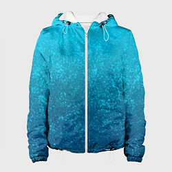 Куртка с капюшоном женская Лазурный голубой текстурный градиент, цвет: 3D-белый