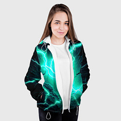 Куртка с капюшоном женская Color light blue black, цвет: 3D-белый — фото 2