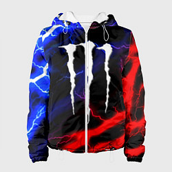 Куртка с капюшоном женская Monster energy молнии неон, цвет: 3D-белый