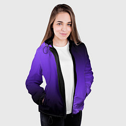 Куртка с капюшоном женская Чёрно-сиреневый градиент пополам, цвет: 3D-черный — фото 2