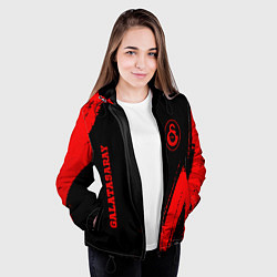 Куртка с капюшоном женская Galatasaray - red gradient вертикально, цвет: 3D-черный — фото 2
