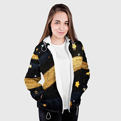 Куртка с капюшоном женская Золотые волны текстура, цвет: 3D-белый — фото 2