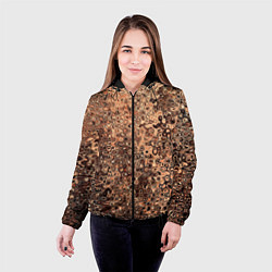 Куртка с капюшоном женская Светлый коричневый абстрактная текстура, цвет: 3D-черный — фото 2