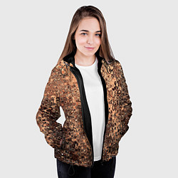 Куртка с капюшоном женская Светлый коричневый абстрактная текстура, цвет: 3D-черный — фото 2