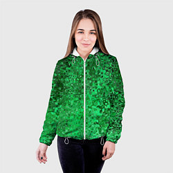 Куртка с капюшоном женская Зелёный малахит абстрактная текстура, цвет: 3D-белый — фото 2