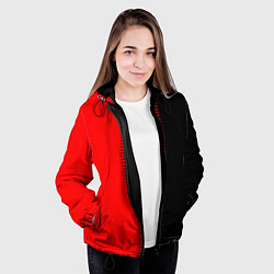 Куртка с капюшоном женская Чёрно-красный пополам с переходом, цвет: 3D-черный — фото 2