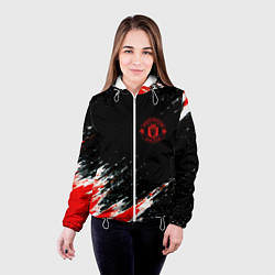 Куртка с капюшоном женская Манчестер краски штрихи, цвет: 3D-белый — фото 2