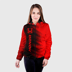 Куртка с капюшоном женская Honda - red gradient по-вертикали, цвет: 3D-черный — фото 2