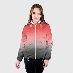 Куртка с капюшоном женская Бледный красно-серый градиент, цвет: 3D-белый — фото 2