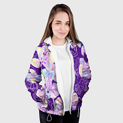 Куртка с капюшоном женская Японские акварельные орхидеи, цвет: 3D-белый — фото 2