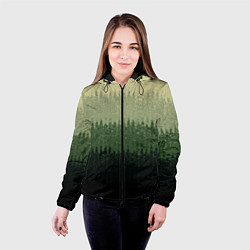 Куртка с капюшоном женская Зелёный полосами от светлого к тёмному текстурные, цвет: 3D-черный — фото 2