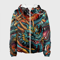Куртка с капюшоном женская Татуировка дракона ирезуми, цвет: 3D-белый