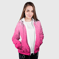 Куртка с капюшоном женская Розовый градиент с узором, цвет: 3D-белый — фото 2