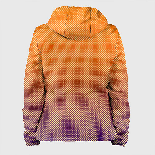 Женская куртка Градиент оранжевый в фиолетовый мелкий ромбик / 3D-Черный – фото 2