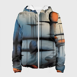 Куртка с капюшоном женская Архитектурная абстракция в тумане, цвет: 3D-белый