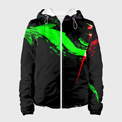 Куртка с капюшоном женская Color black green red, цвет: 3D-белый