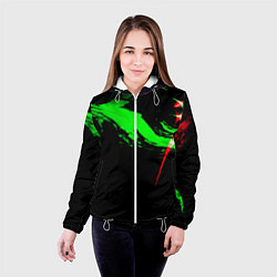 Куртка с капюшоном женская Color black green red, цвет: 3D-белый — фото 2