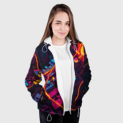 Куртка с капюшоном женская Техническая абстракция, цвет: 3D-белый — фото 2