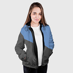 Куртка с капюшоном женская Сине-серый геометричный, цвет: 3D-черный — фото 2