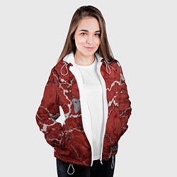 Куртка с капюшоном женская Красно-серый мрамор, цвет: 3D-белый — фото 2