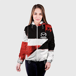 Куртка с капюшоном женская Mazda логотип, цвет: 3D-белый — фото 2