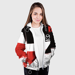 Куртка с капюшоном женская Mazda логотип, цвет: 3D-белый — фото 2