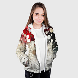 Куртка с капюшоном женская Красно-белый текстурный фон, цвет: 3D-белый — фото 2
