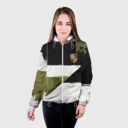 Куртка с капюшоном женская Porsche эмблема, цвет: 3D-белый — фото 2