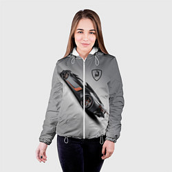 Куртка с капюшоном женская Lamborghini - racing car, цвет: 3D-белый — фото 2