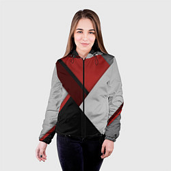 Куртка с капюшоном женская Color black red grey, цвет: 3D-черный — фото 2