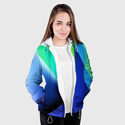 Куртка с капюшоном женская Color blue green, цвет: 3D-белый — фото 2