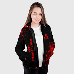 Куртка с капюшоном женская Thirty Seconds to Mars - red gradient вертикально, цвет: 3D-черный — фото 2
