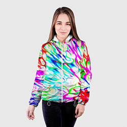 Куртка с капюшоном женская Неоновые краски текстура неон, цвет: 3D-белый — фото 2