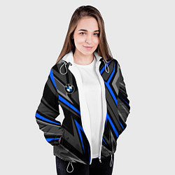 Куртка с капюшоном женская BMW - blue line, цвет: 3D-белый — фото 2