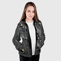 Куртка с капюшоном женская Тёмный серый абстракция звёзды, цвет: 3D-черный — фото 2