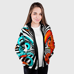Куртка с капюшоном женская Глаз и щупальца, цвет: 3D-черный — фото 2
