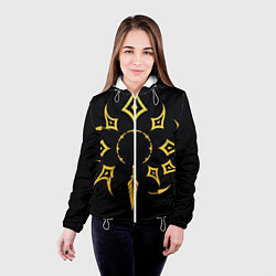 Куртка с капюшоном женская Этнический паттерн на черном, цвет: 3D-белый — фото 2